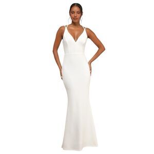 Lulus All This Allure Maxi Dress Small White Sleeveless Strappy Backless Mermaid